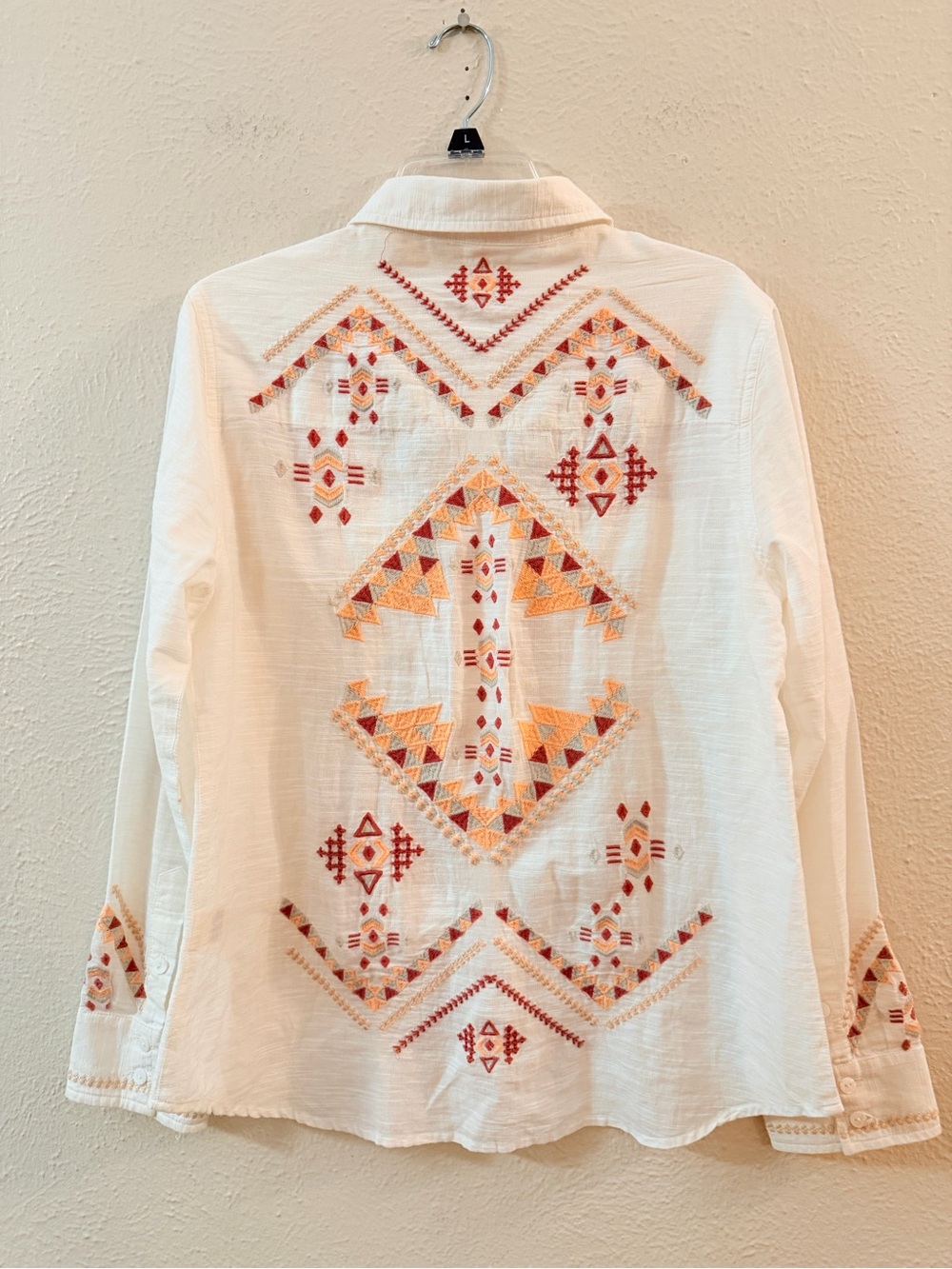 Dylan white button up shirt western embroidery detail